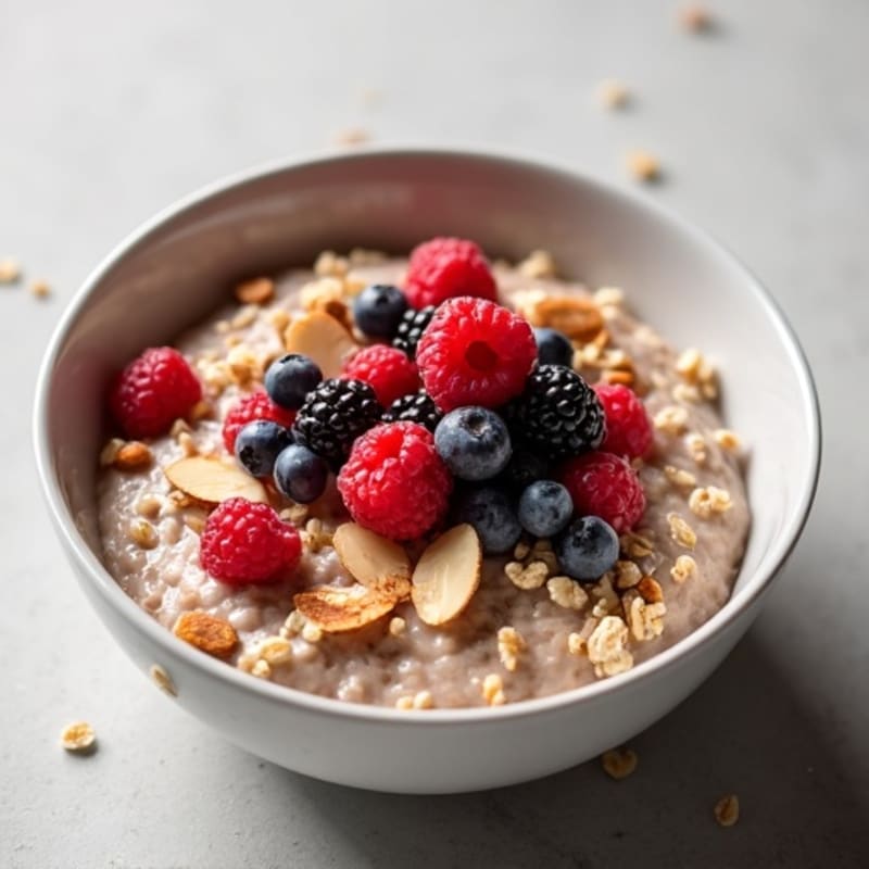 Creamy Berry Oatmeal with Toasted Nuts