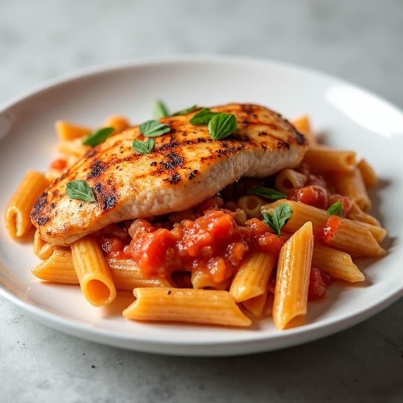 Chicken and Creamy Tomato Whole Wheat Pasta