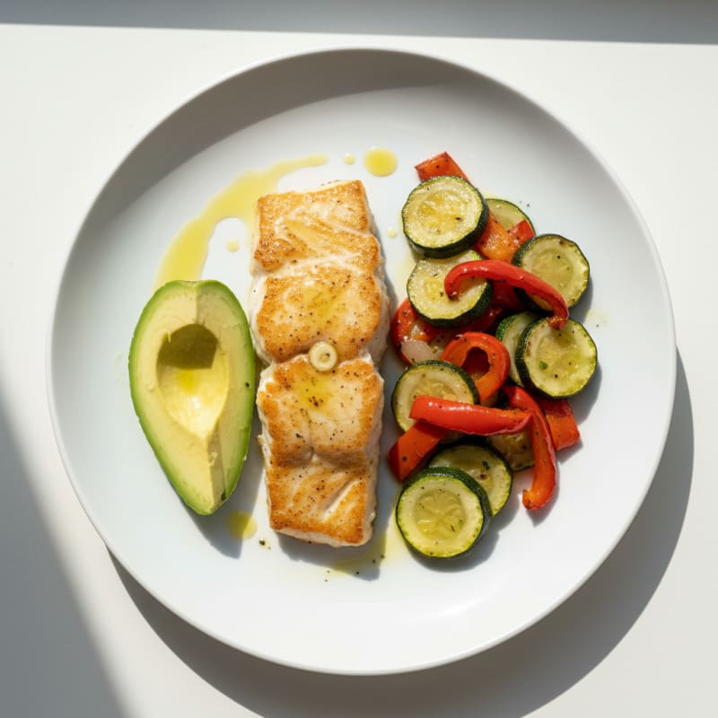 Pan-Seared Fish Fillet with Roasted Vegetable Medley