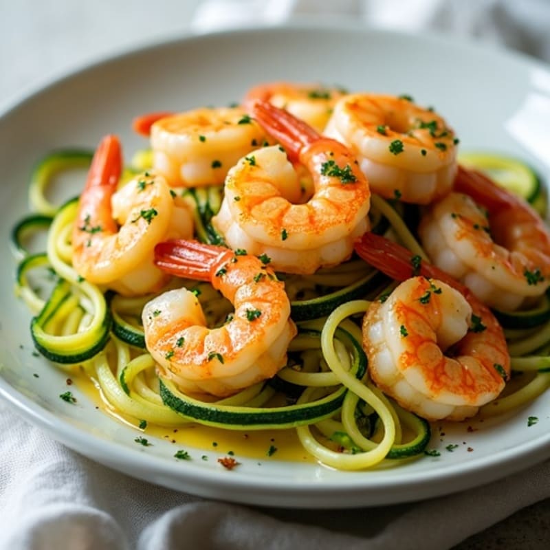 Pan-Seared Garlic Butter Shrimp with Zucchini Noodles