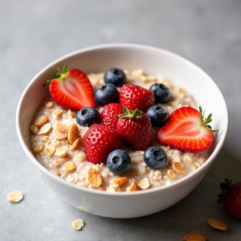 Creamy Berry Protein Oatmeal with Crunchy Almonds