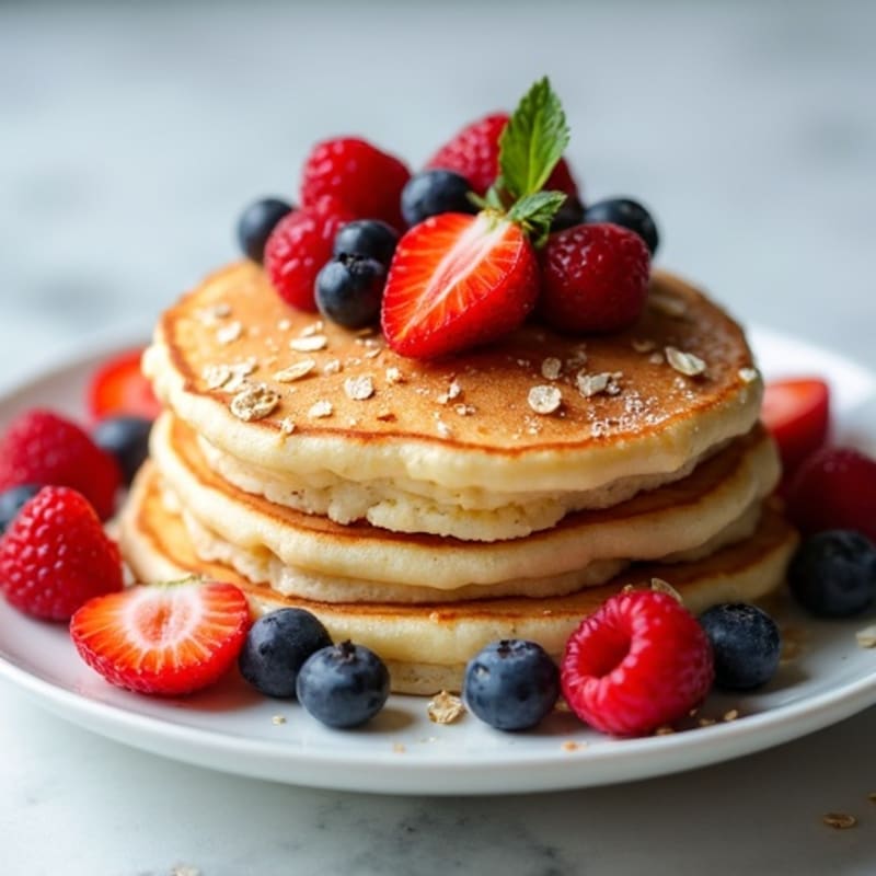 Fluffy Skyr Protein Pancakes with Fresh Berries