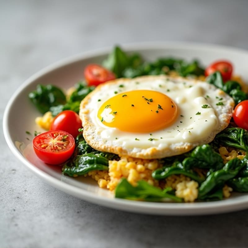 Cottage Cheese Scramble with Spinach and Cherry Tomatoes