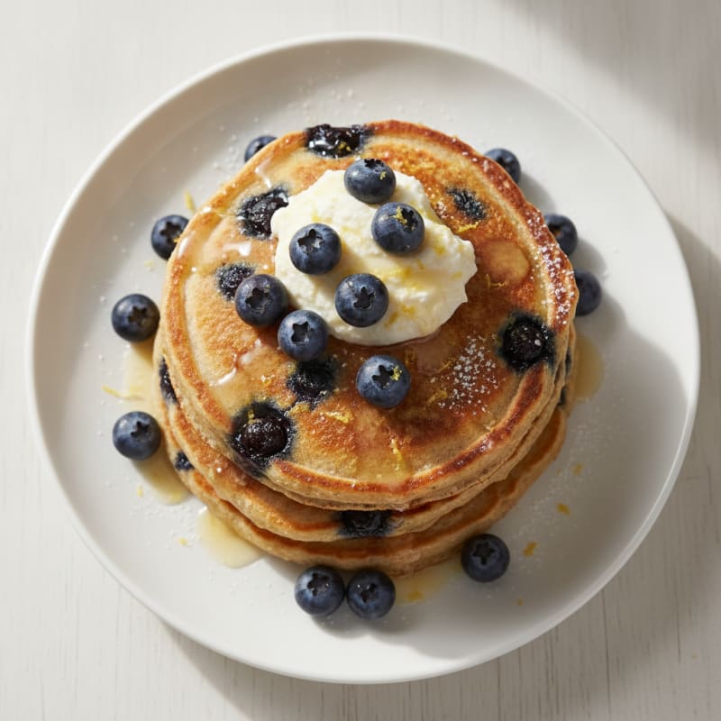 Blueberry Ricotta Pancakes with Lemon Zest