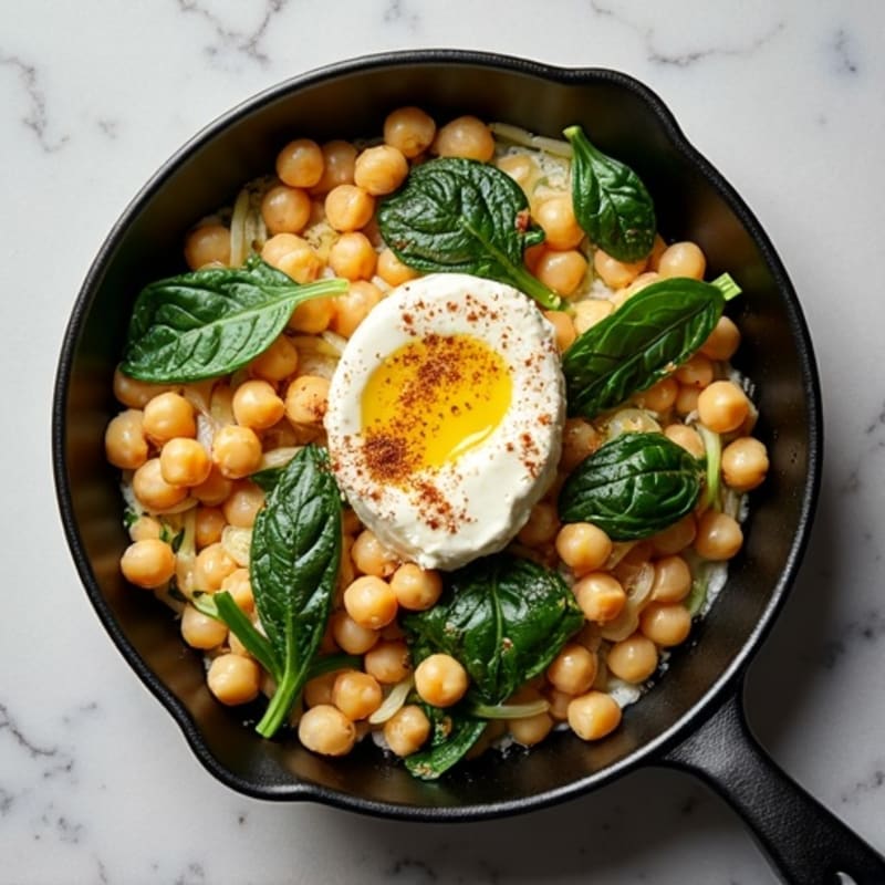 Creamy Cottage Cheese and Chickpea Skillet with Spinach