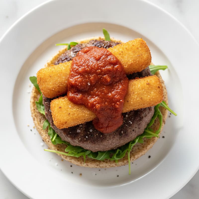 Mozzarella Stick Burger with Marinara