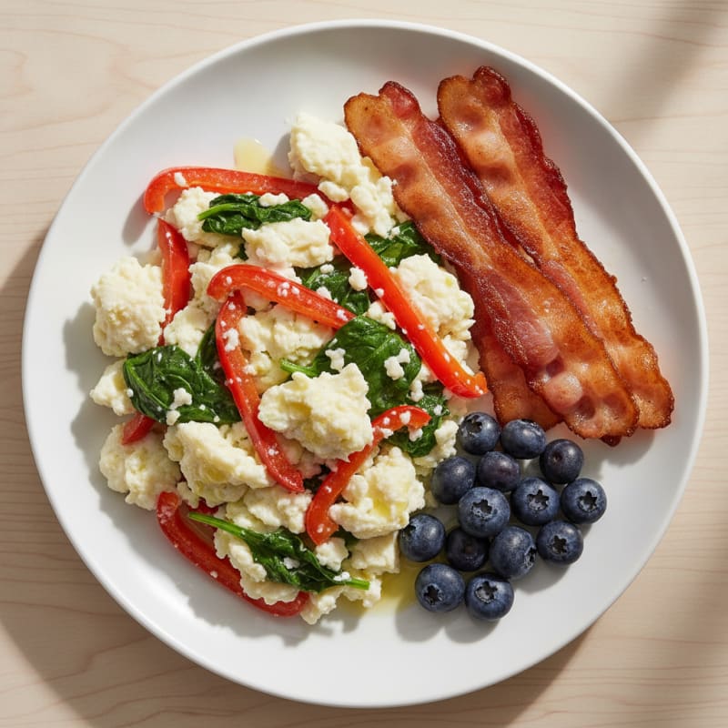 Egg White Vegetable Scramble with Turkey Bacon