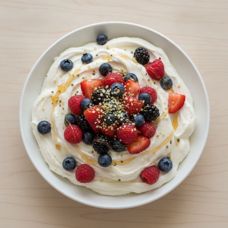 Greek Yogurt Protein Mousse with Mixed Berries