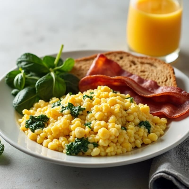 Egg White Scramble with Spinach and Turkey Bacon