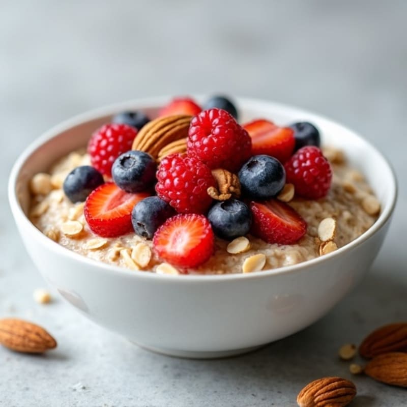 Creamy Protein Oatmeal with Berries and Nuts