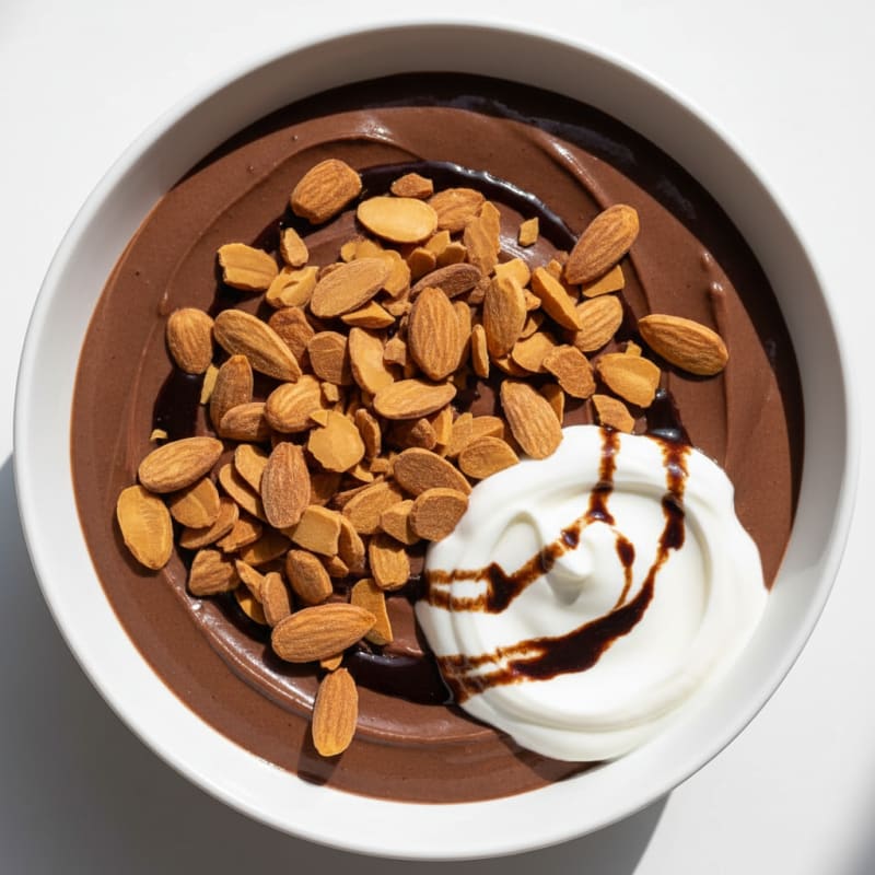 Silky Chocolate Protein Pudding with Greek Yogurt and Almonds