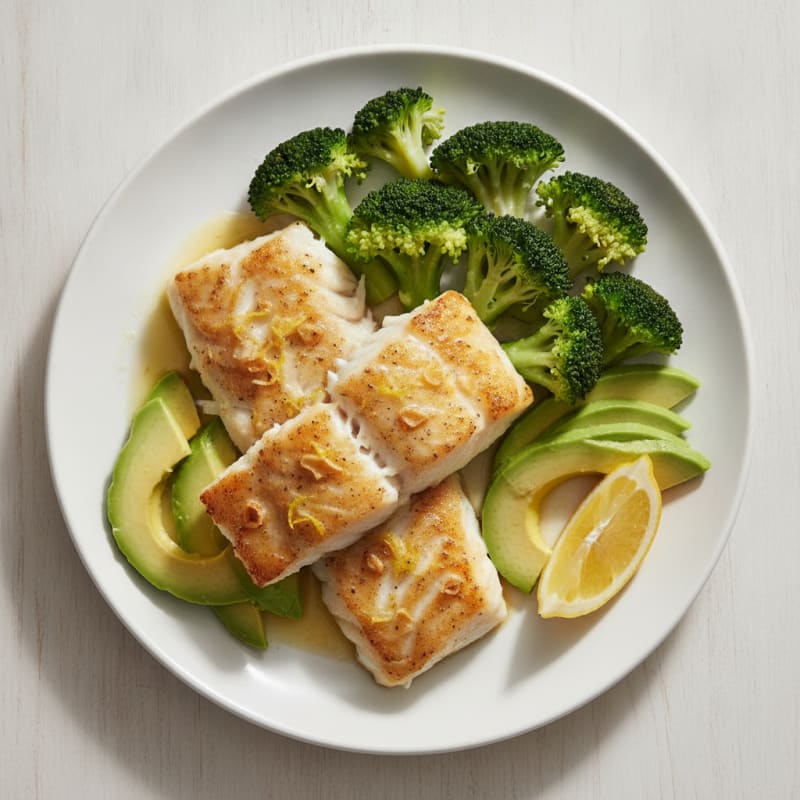 Lemon Garlic Baked Cod with Steamed Broccoli