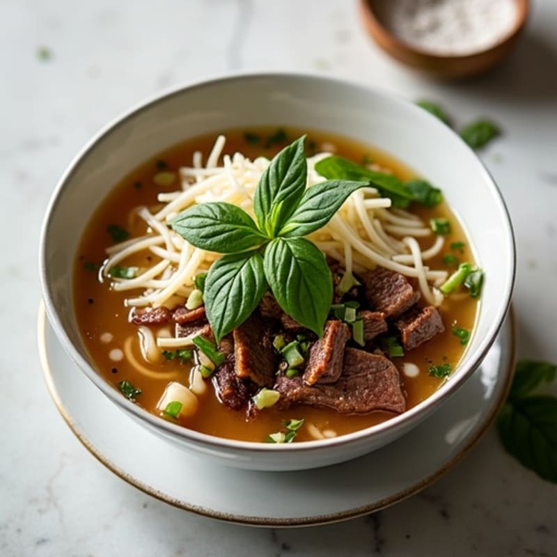 Aromatic Lean Beef Noodle Soup with Fresh Herbs