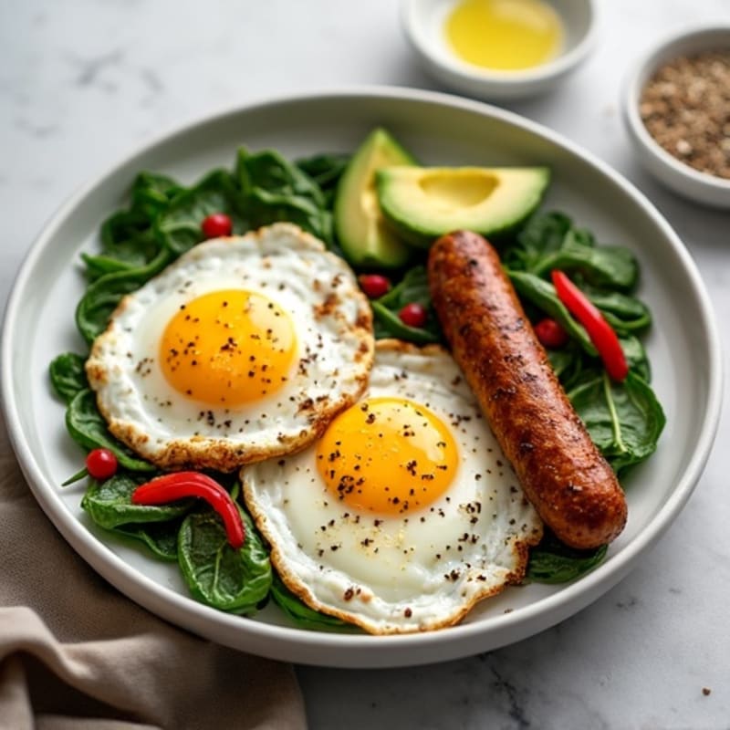 Crispy Turkey Sausage and Spinach Egg Skillet