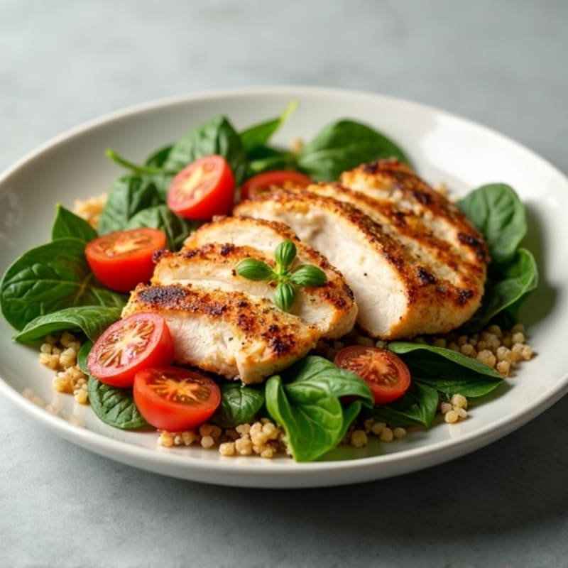 Grilled Chicken Breast with Quinoa Spinach Salad