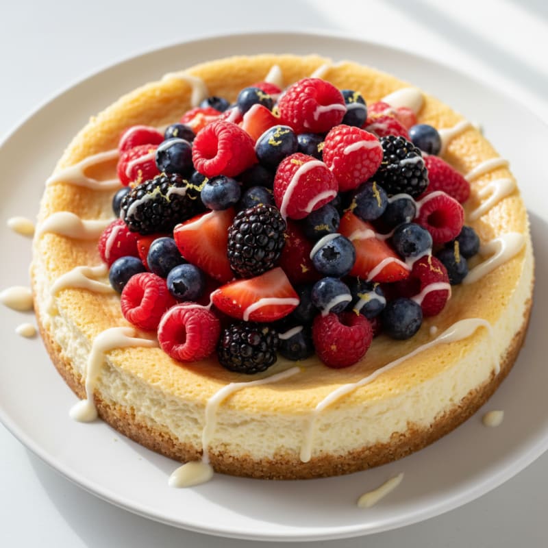 Greek Yogurt Protein Cheesecake with Fresh Berries