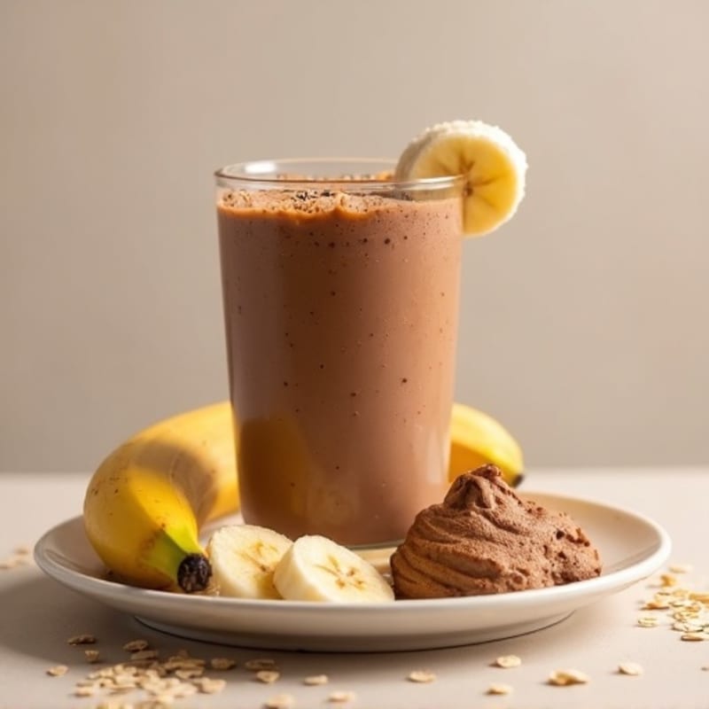 Chocolate Protein Smoothie with Peanut Butter and Banana