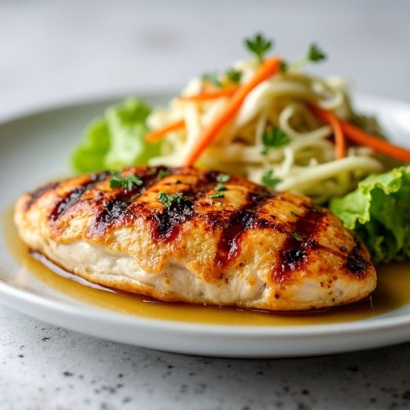 Grilled Chicken Breast with Crunchy Cabbage Slaw