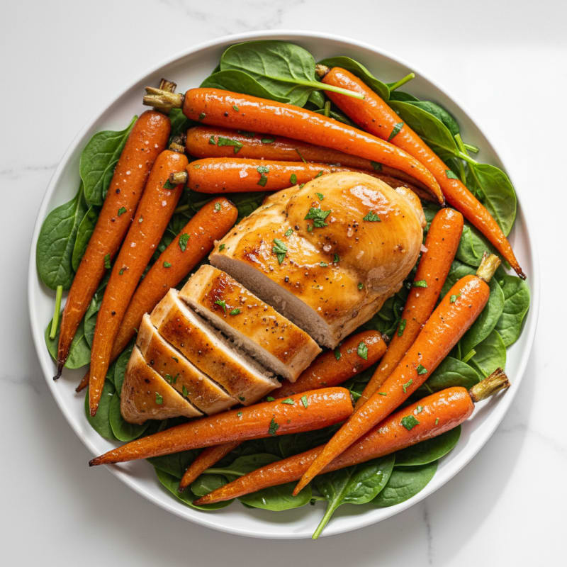 Caramelized Maple-Glazed Roasted Carrots and Chicken