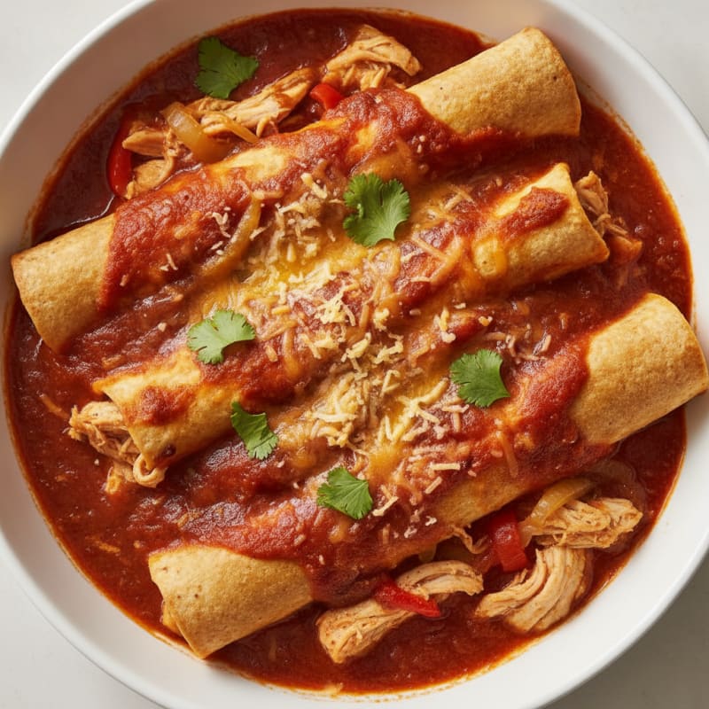 Chicken Enchiladas with Red Chili Sauce