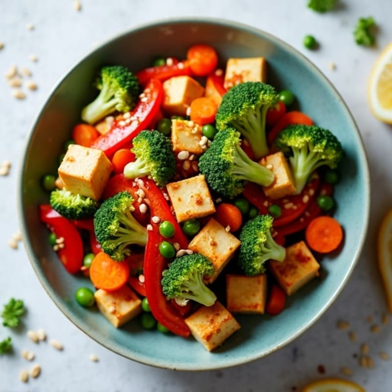 Crispy Sesame Tofu Stir-Fry with Fresh Vegetables