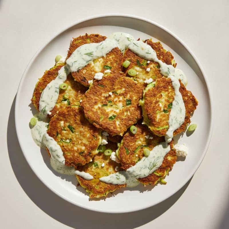 Zucchini Fritters with Dill Yogurt Sauce