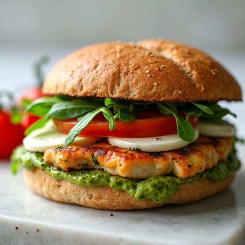 Fresh Basil Pesto Chicken Sandwich with Mozzarella