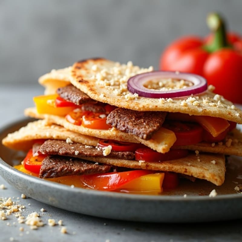 Crispy Whole Wheat Steak and Bell Pepper Quesadillas