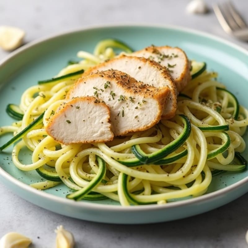 Creamy Lightened-Up Chicken Alfredo with Zucchini Noodles