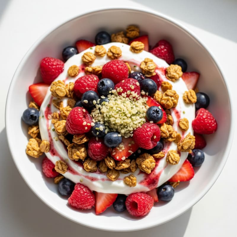 Creamy Greek Yogurt Parfait with Mixed Berries and Protein Granola