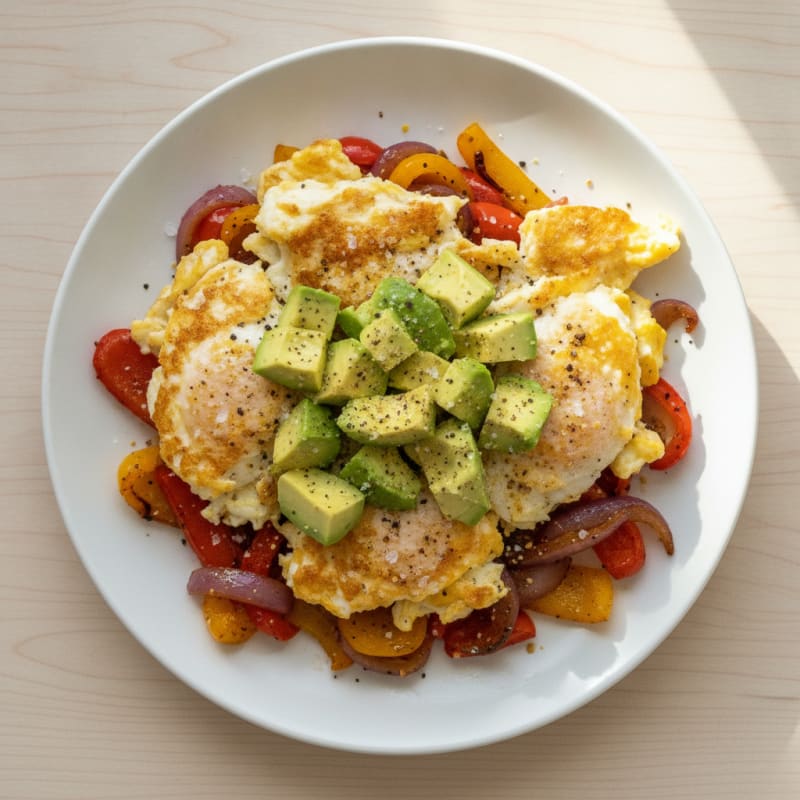 Hearty Scrambled Eggs with Roasted Vegetables