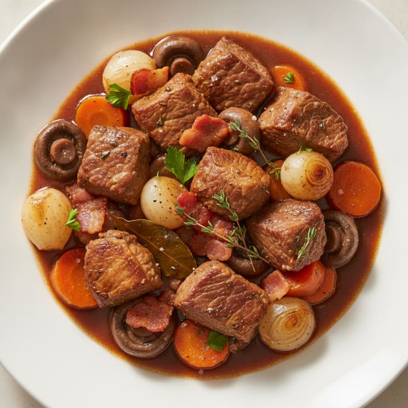 Classic Beef Bourguignon with Pearl Onions