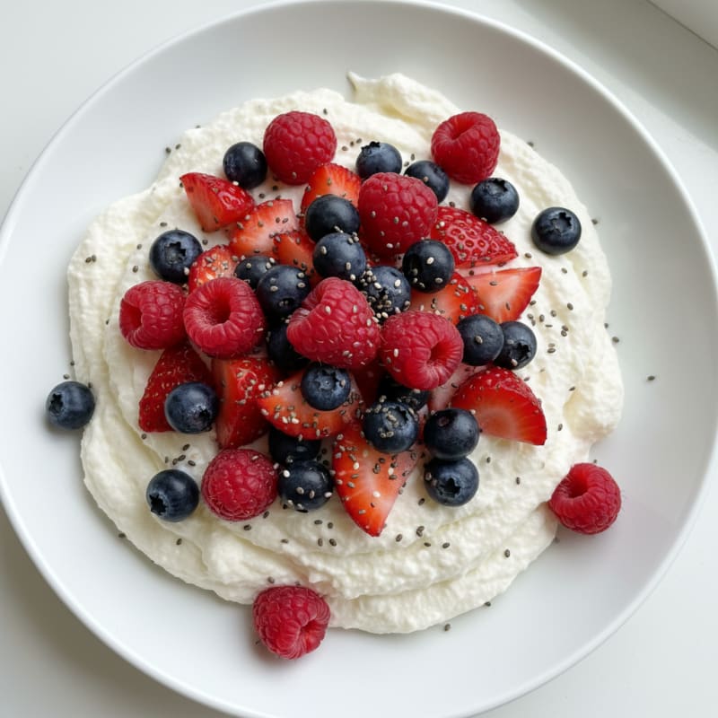 Greek Yogurt Protein Mousse with Mixed Berries