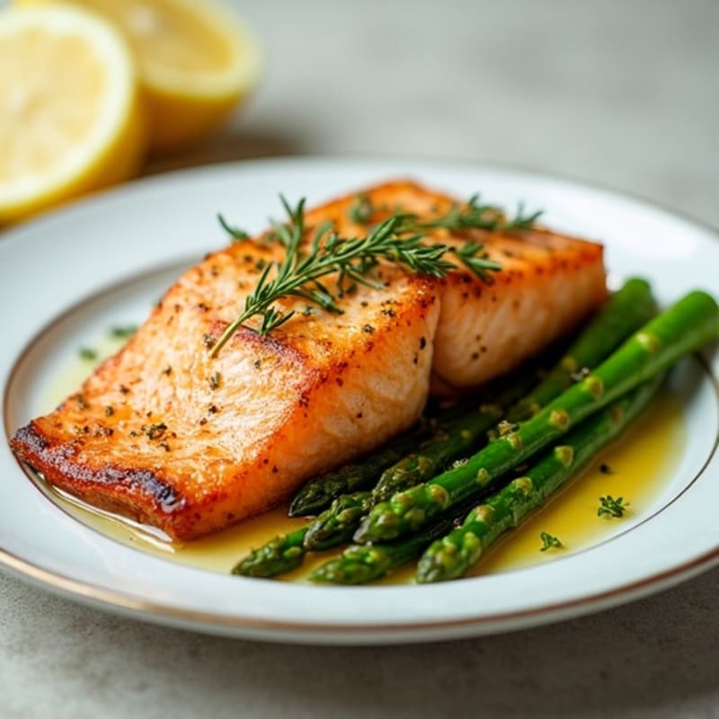 Crispy Pan-Seared Salmon with Lemon-Herb Asparagus