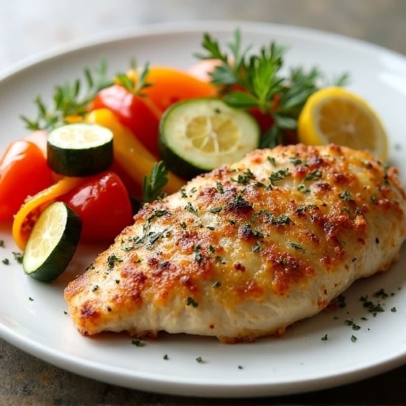 Herb-Crusted Pan Seared Chicken with Roasted Vegetables
