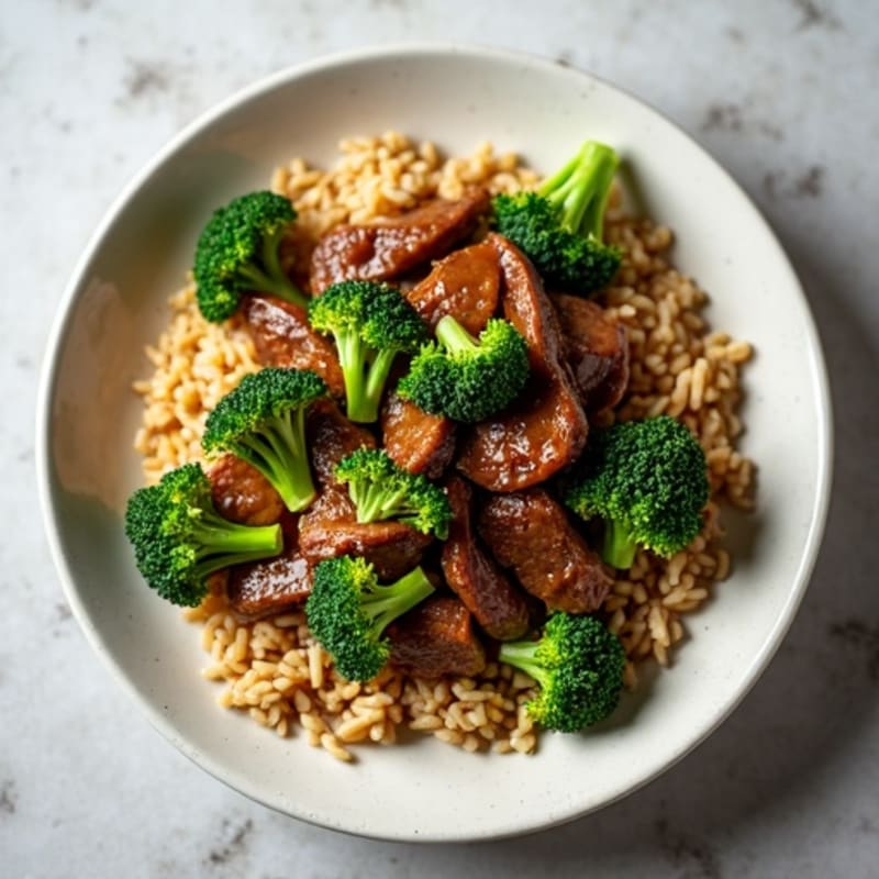 Lean Beef and Crispy Broccoli Stir-Fry with Brown Rice