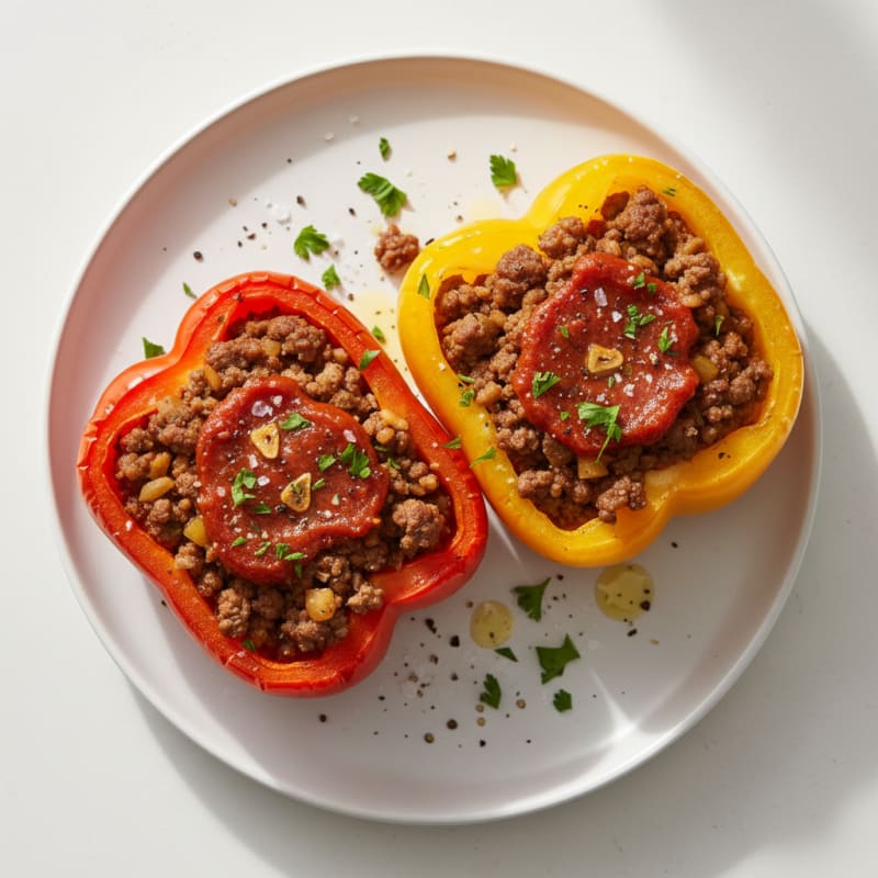 Golden Beef and Rice Stuffed Peppers