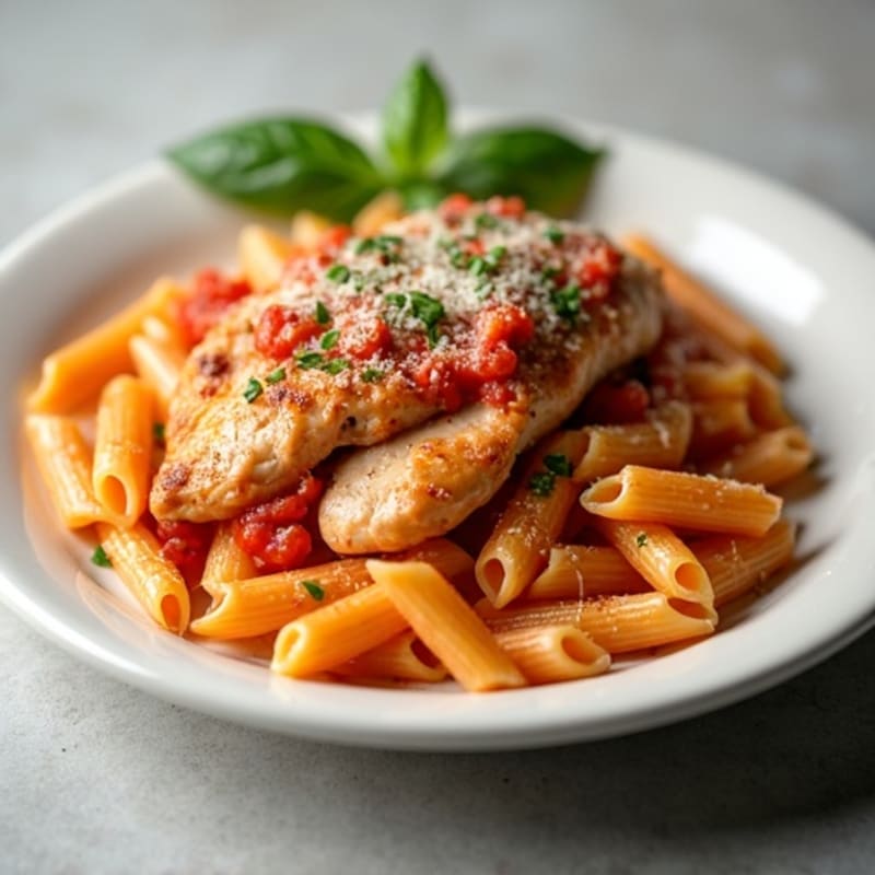 Lean Chicken with Creamy Tomato Sauce and High-Protein Penne