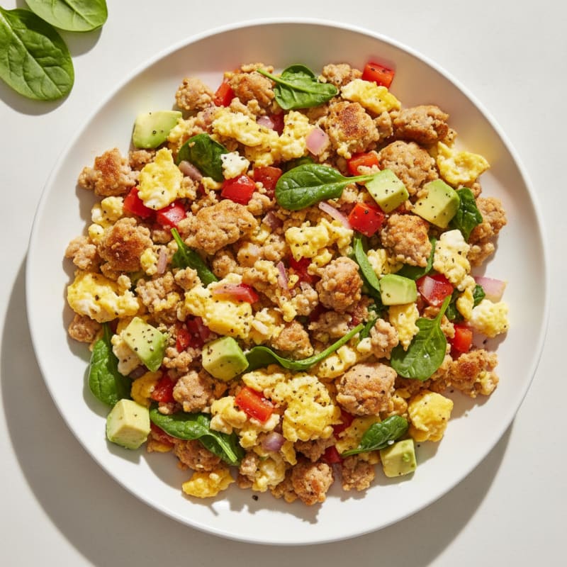 Eggs and Turkey Sausage Breakfast Scramble