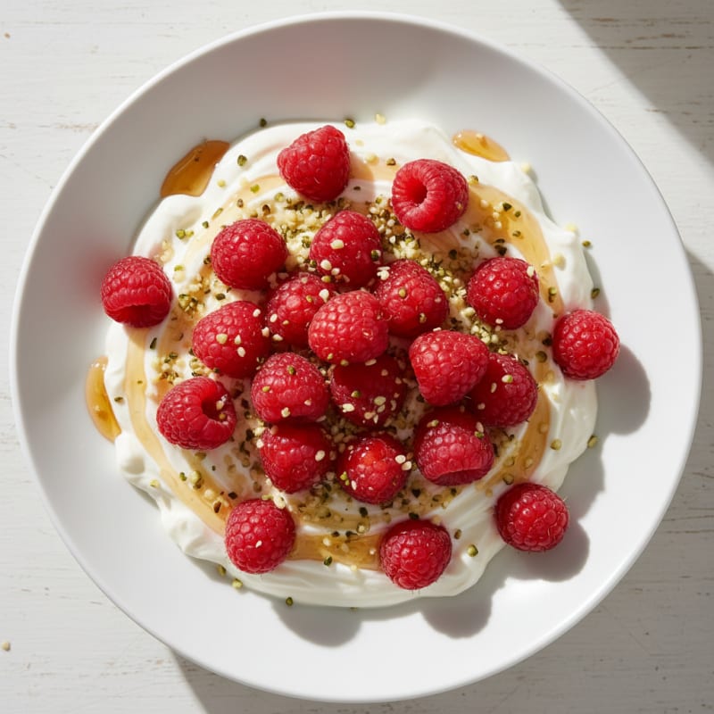 Protein-Packed Raspberry & Hemp Greek Yogurt Bowl