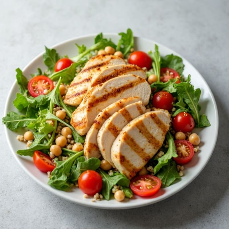 Grilled Chicken Salad with Mixed Greens and Chickpeas