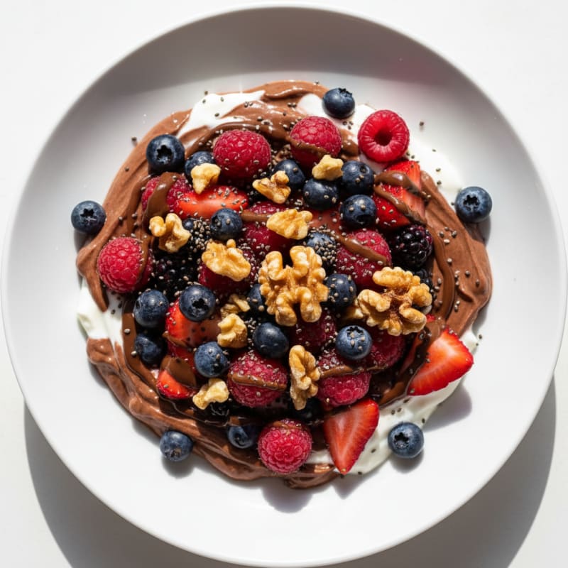 Creamy Greek Yogurt Bowl with Chocolate Protein and Mixed Berries