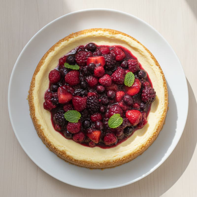 Protein Cheesecake with Greek Yogurt and Mixed Berries