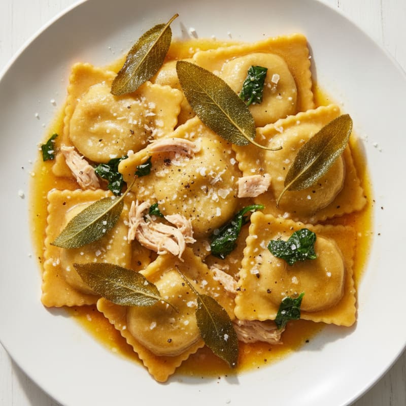 Chicken Ravioli with Browned Sage Butter
