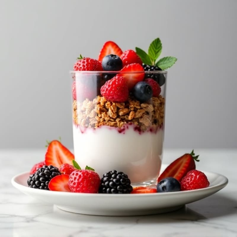 Greek Yogurt Parfait with Protein Granola and Berries