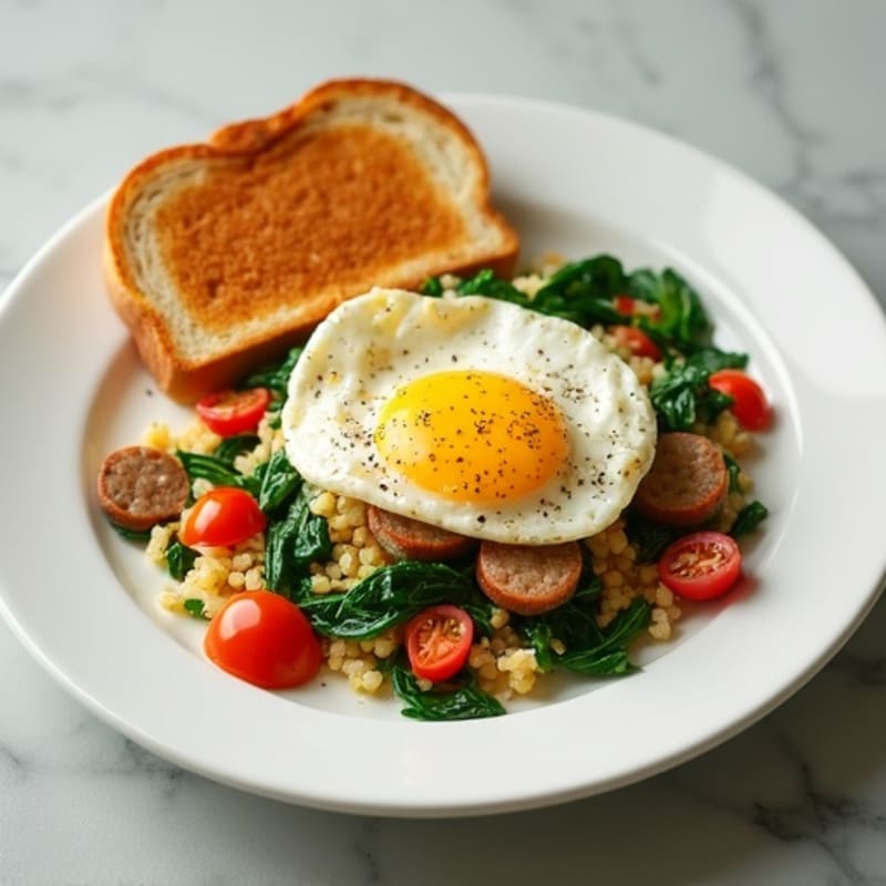 Egg White and Spinach Scramble with Turkey Sausage