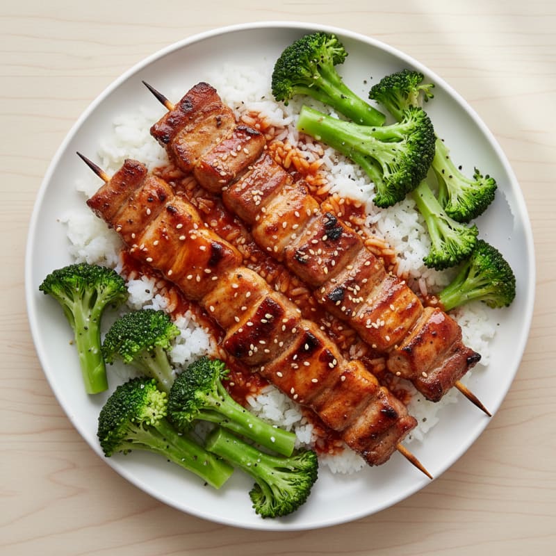 Spicy Gochujang Pork Belly Skewers