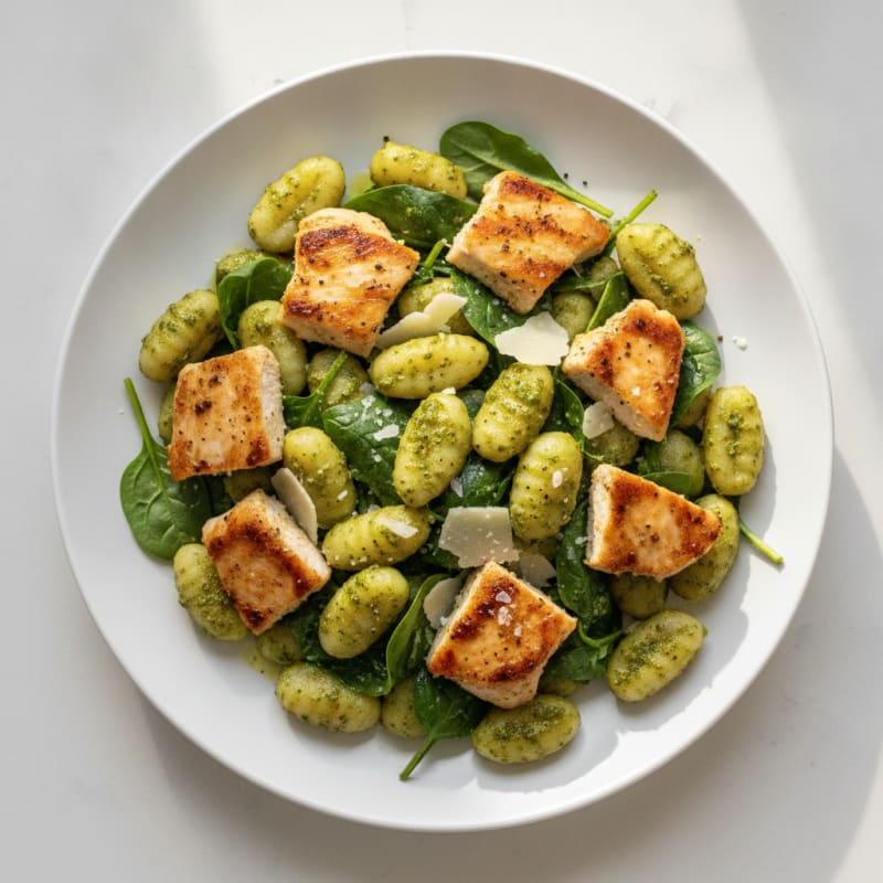 High-Protein Pesto Gnocchi with Seared Chicken