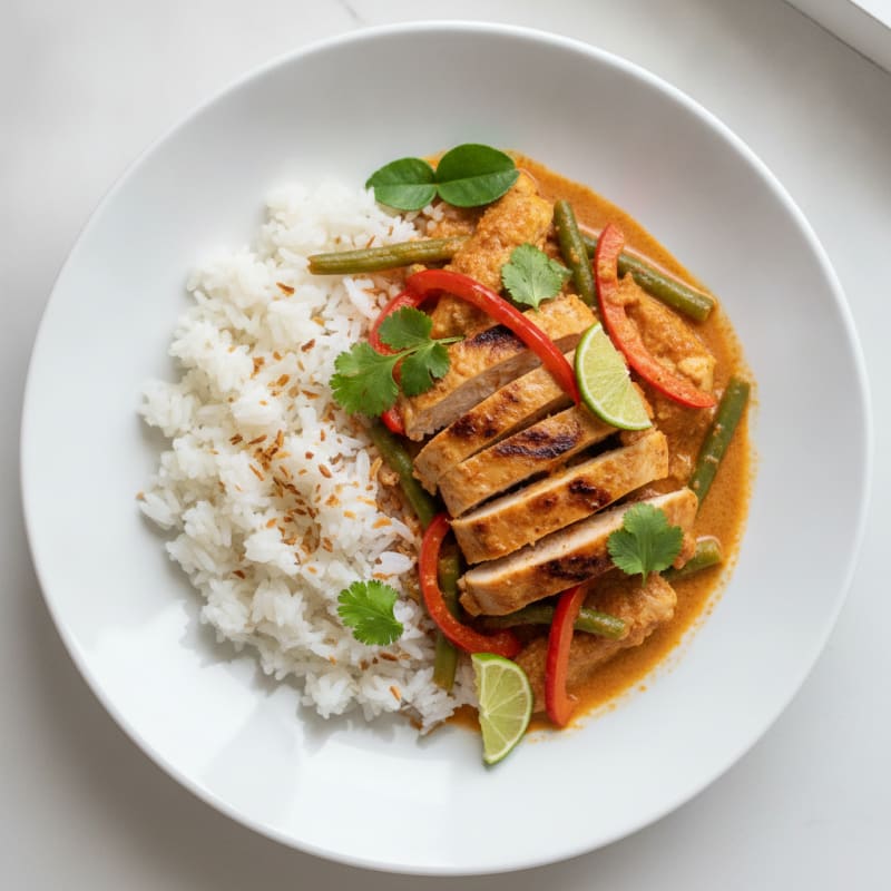Panang Curry Chicken with Coconut Rice
