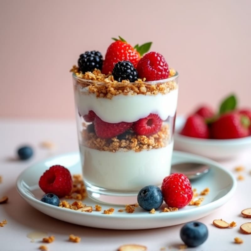 Silky Protein Greek Yogurt Parfait with Mixed Berries
